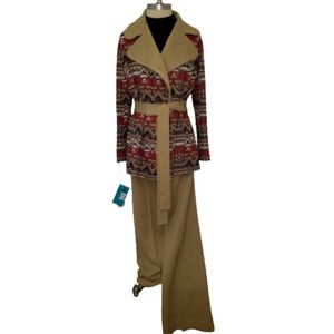 Vintage NOS Wool Blend Knit 3 pc Pant Suit Size 18